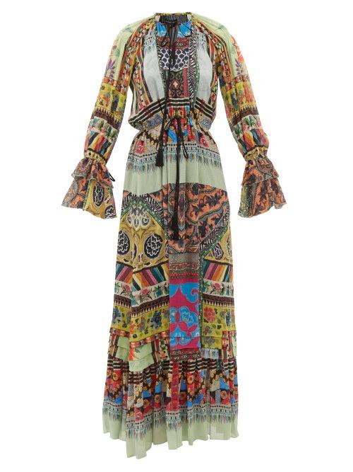 Matchesfashion.com Etro - Edera Printed Silk-chiffon Kaftan - Womens - Green Multi