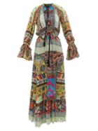 Matchesfashion.com Etro - Edera Printed Silk-chiffon Kaftan - Womens - Green Multi