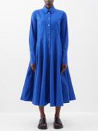 Co - A-line Cotton-poplin Shirt Dress - Womens - Blue