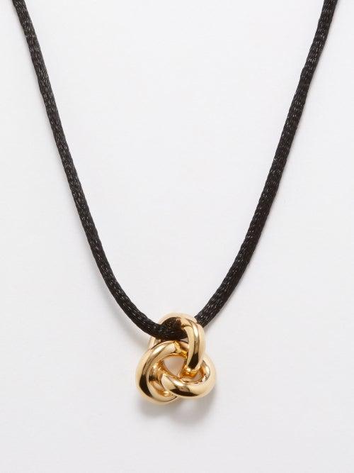 Otiumberg - Knot-pendant Cord Choker Necklace - Womens - Black Multi