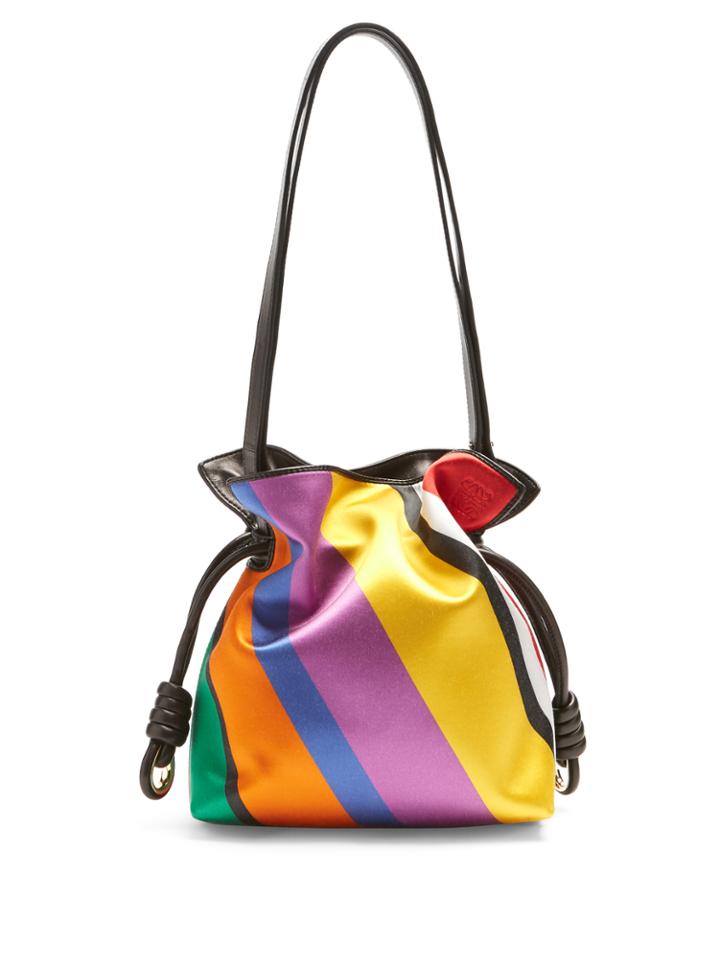 Loewe Flamenco Knot Striped Satin Shoulder Bag