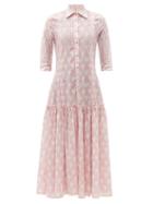Matchesfashion.com Galanthya - America Rose-print Cotton Shirt Dress - Womens - Light Pink
