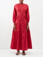 Bird & Knoll - Lilith Long-sleeved Cotton Maxi Dress - Womens - Burgundy