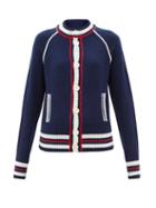 Wales Bonner - Artist Striped Wool-blend Cardigan - Womens - Navy Multi