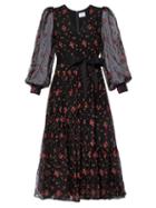 Matchesfashion.com Erdem - Lucina Floral-embroidered Organza Dress - Womens - Black Red