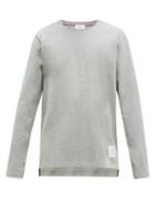 Matchesfashion.com Thom Browne - Label Patch Cotton T Shirt - Mens - Light Grey