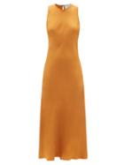 Ladies Lingerie Asceno - Valencia Silk-twill Midi Dress - Womens - Orange