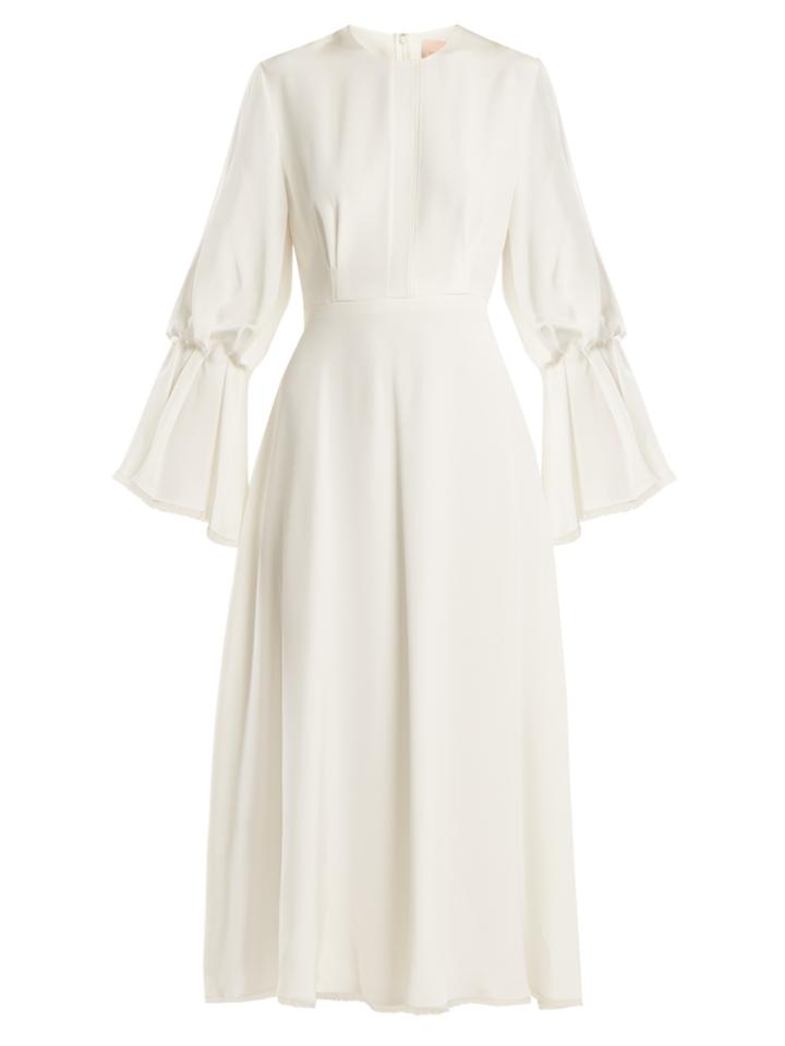 Roksanda Ophelia Puff-sleeved Silk Midi Dress