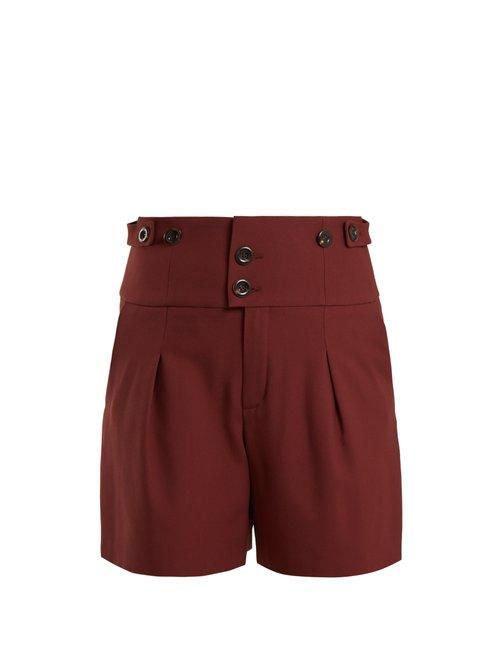 Matchesfashion.com Chlo - High Waist Double Button Shorts - Womens - Burgundy