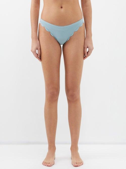 Marysia - Broadway Reversible Scalloped Bikini Briefs - Womens - Pink Blue