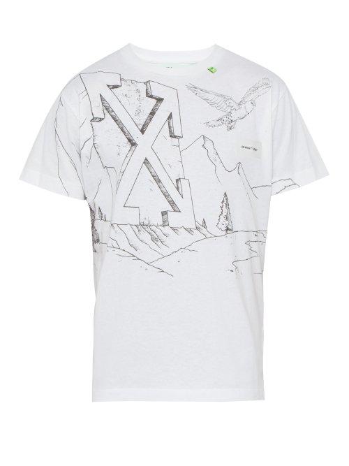 Matchesfashion.com Off-white - Sketch Print Cotton T Shirt - Mens - White