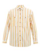 Matchesfashion.com King & Tuckfield - Striped Patch-pocket Cotton-blend Shirt - Mens - White Multi
