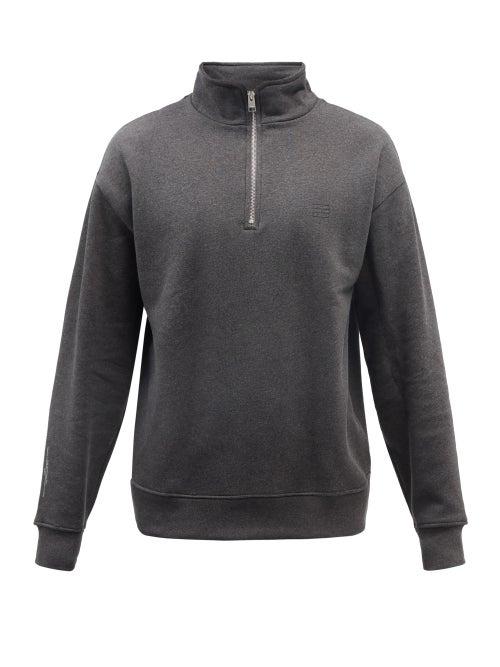 Frame - The Essential Quarter-zip Fleece Sweatshirt - Mens - Dark Grey