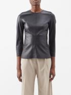 Toteme - Panelled-leather Long-sleeved Top - Womens - Black