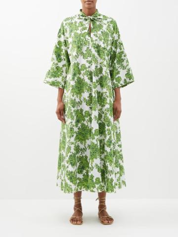 Emilia Wickstead - Lovie Rose-print Cotton-poplin Kaftan - Womens - Green White