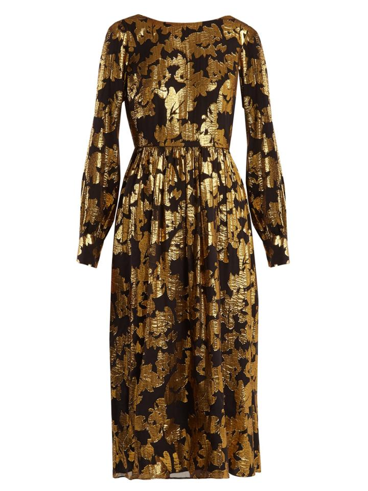 Saloni Camille Floral-jacquard Lurex Dress