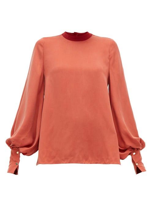 Matchesfashion.com Roksanda - Cala Balloon Sleeve Twill Blouse - Womens - Red