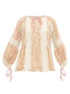 Matchesfashion.com D'ascoli - Meadow Floral Print Cotton Blouse - Womens - Pink
