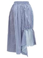 Matchesfashion.com By Walid - Frida Striped Asymmetric Cotton Canvas Skirt - Womens - Blue Multi