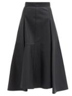 Matchesfashion.com Vika Gazinskaya - Flared Handkerchief-hem Faux-leather Skirt - Womens - Black
