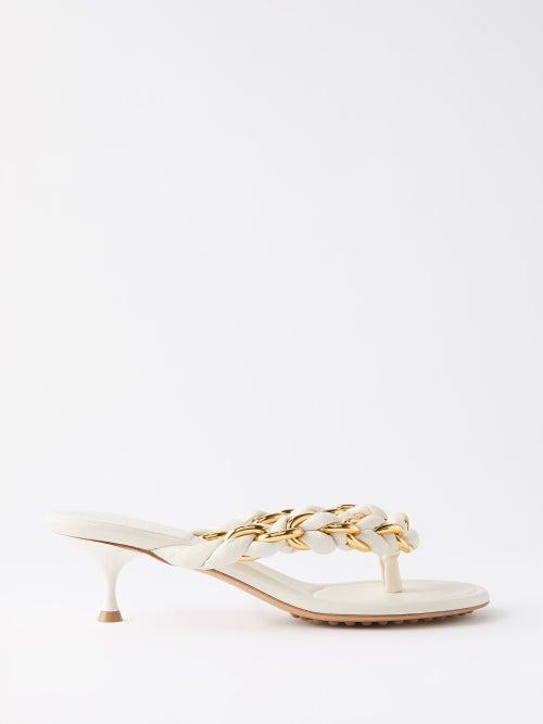Bottega Veneta - Dot 55 Braided Chain Strap Leather Sandals - Womens - Cream