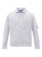 Matchesfashion.com Junya Watanabe - Curved-sleeve Striped Cotton-poplin Shirt - Mens - Blue