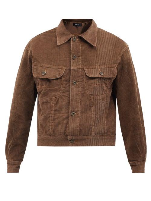 Ahluwalia - Striped Upcycled-corduroy Jacket - Mens - Brown