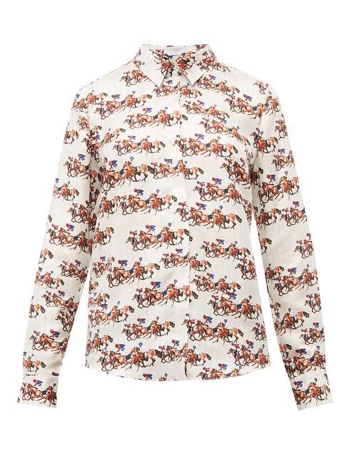 Matchesfashion.com Gabriela Hearst - Henri Horse Print Silk Twill Blouse - Womens - Multi