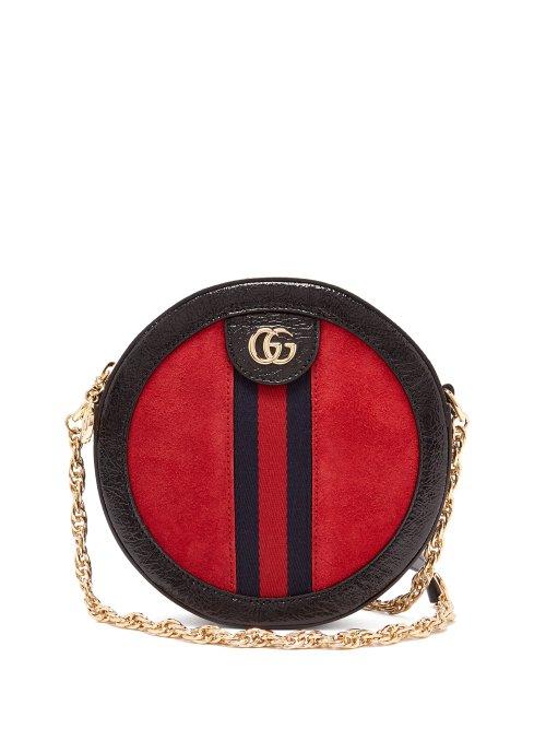 Matchesfashion.com Gucci - Ophidia Gg Leather And Suede Cross Body Bag - Womens - Red Multi