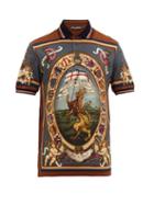 Matchesfashion.com Dolce & Gabbana - Heraldic Print Cotton Piqu Polo Shirt - Mens - Multi