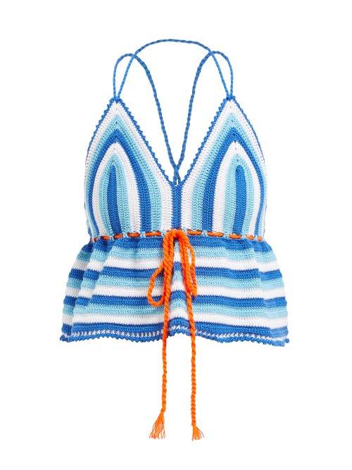 Matchesfashion.com My Beachy Side - Serena Crochet Halter Crop Top - Womens - Blue Multi