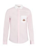 Gucci Contrast-collar Beetle-embroidered Cotton Shirt