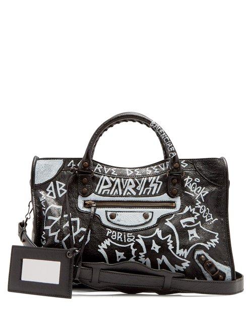 Matchesfashion.com Balenciaga - Classic City Graffiti Bag - Womens - Black White