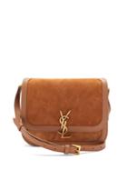 Matchesfashion.com Saint Laurent - Solferino Ysl-plaque Suede Shoulder Bag - Womens - Brown