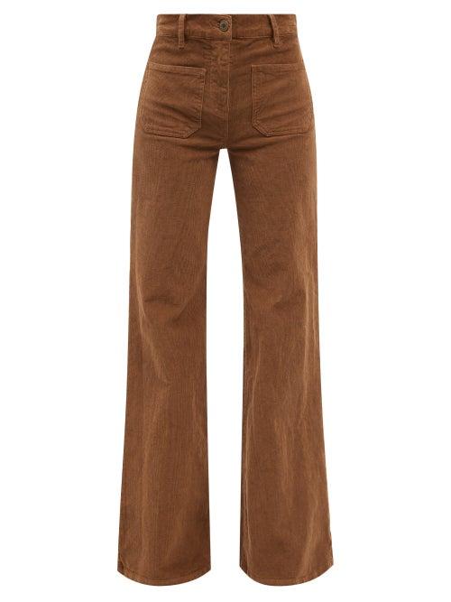 Nili Lotan - Florence High-rise Flared-leg Trousers - Womens - Brown