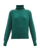 Allude - Ribbed Cashmere Roll-neck Sweater - Womens - Dark Green