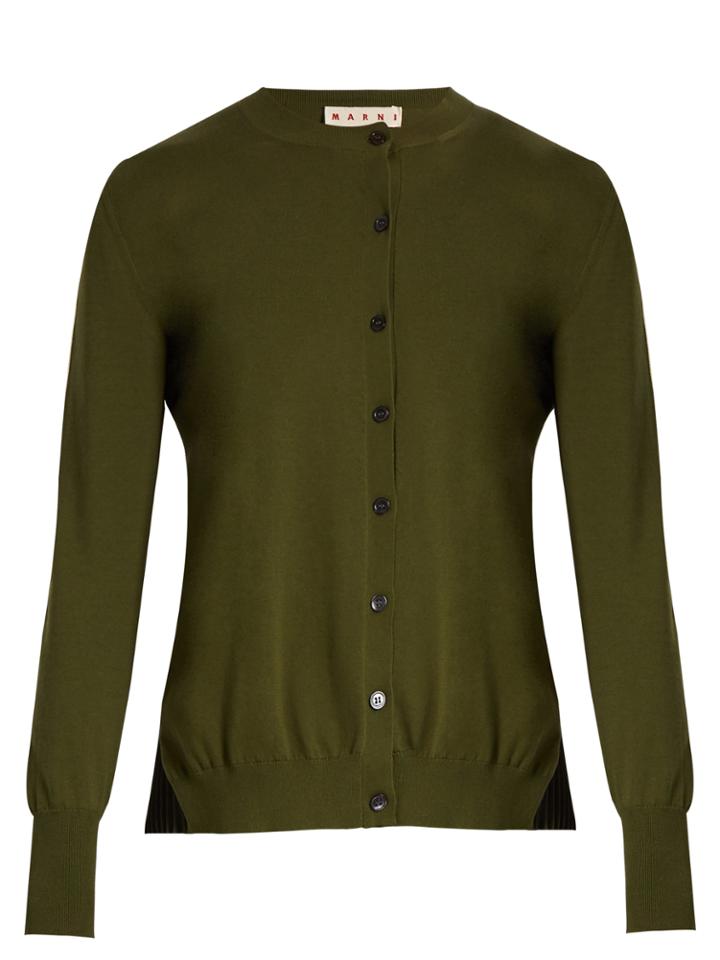 Marni Pleated-back Cotton-blend Cardigan