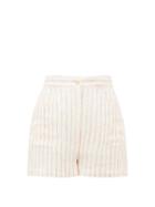 Matchesfashion.com Three Graces London - Osmo Striped Linen Shorts - Womens - Cream