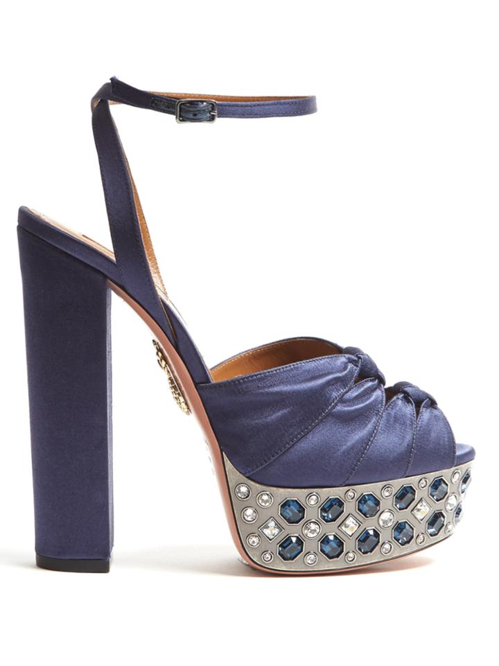 Aquazzura Party Plateau Crystal-embellished Satin Sandals