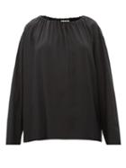 Matchesfashion.com The Row - Campo Gathered-neck Long-sleeved Silk Blouse - Womens - Black