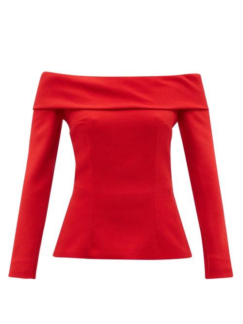 Emilia Wickstead - Sedona Off-the-shoulder Crepe Top - Womens - Red