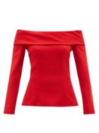 Emilia Wickstead - Sedona Off-the-shoulder Crepe Top - Womens - Red