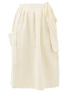 Matchesfashion.com Loup Charmant - Tofo High-waist Cotton-seersucker Midi Skirt - Womens - Cream