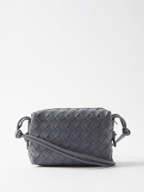 Bottega Veneta - Loop Mini Intrecciato-leather Cross-body Bag - Womens - Grey