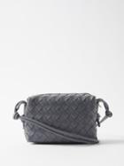 Bottega Veneta - Loop Mini Intrecciato-leather Cross-body Bag - Womens - Grey
