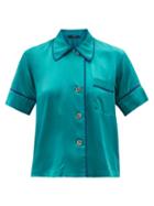 Ladies Lingerie Araks - Shelby Short-sleeve Silk-charmeuse Pyjama Shirt - Womens - Emerald