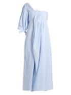 Teija One-shoulder Striped Cotton-poplin Midi Dress