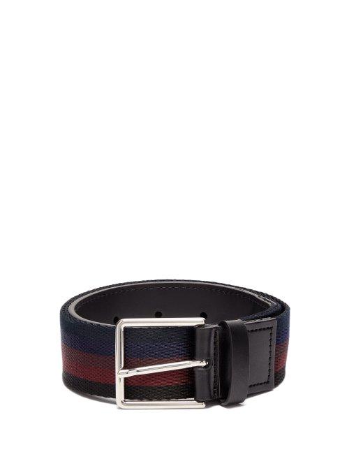 Matchesfashion.com Paul Smith - Leather Trimmed Striped Canvas Belt - Mens - Black