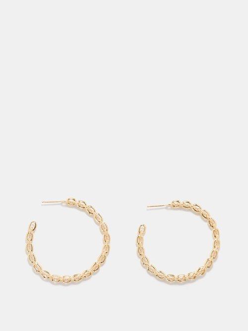Lizzie Mandler - Knife Edge Large 18kt Gold Hoops - Womens - Yellow Gold