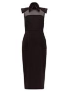 Matchesfashion.com Fendi - Pvc Layered Collar Mesh Panelled Wool Dress - Womens - Black